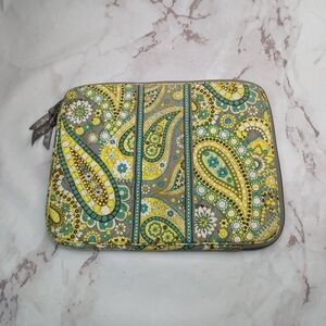 Vera Bradley Laptop Case Blue Yellow Paisley Tapestry Quilted Boho Hippie 11x14